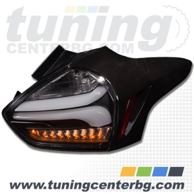 LED стопове Ford Focus 3 Facelift 15-18 с динамичен мигач черно / опушени LED стопове Ford Focus 3 Facelift 15-18 с динамичен мигач черно / опушени